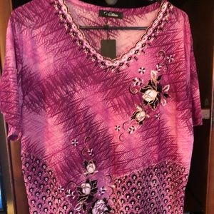 New with tags purple, black and gold blouse